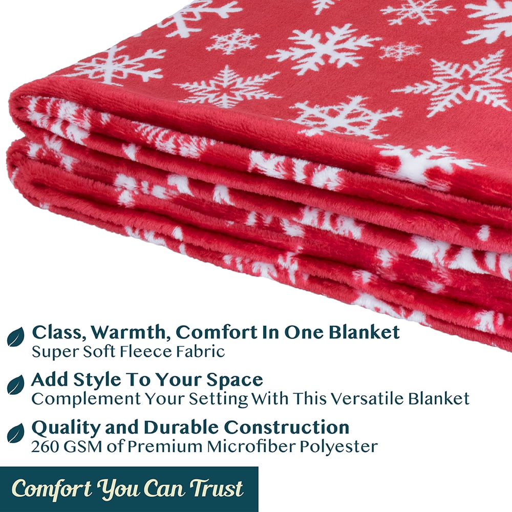 PAVILIA Holiday Flannel Christmas Throw Blanket Red Snowflake Soft Plush Warm Winter Cabin Throw 50x60 Walmart