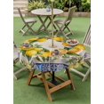 thumbnail image 4 of Outdoor Tablecloth with Umbrella Hole for Patio/Picnic/Party/Camping, Summer Lemons Waterproof Table Cloth Round Cover Washable, Vintage Yellow Fruit Flower Blue Ethnic Plaid (Dia 54"), 4 of 9