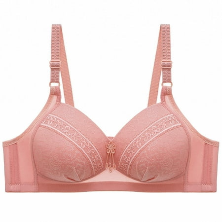 

Lovskoo Women Wireless Push-Up Nude Bra Full Figure Solid Comfort Light Support Pullover Essentials Hot Pink