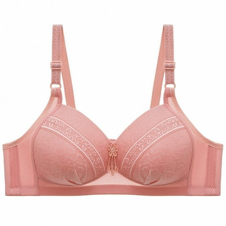 

Lovskoo Women Wireless Push-Up Nude Bra Full Figure Solid Comfort Light Support Pullover Essentials Hot Pink