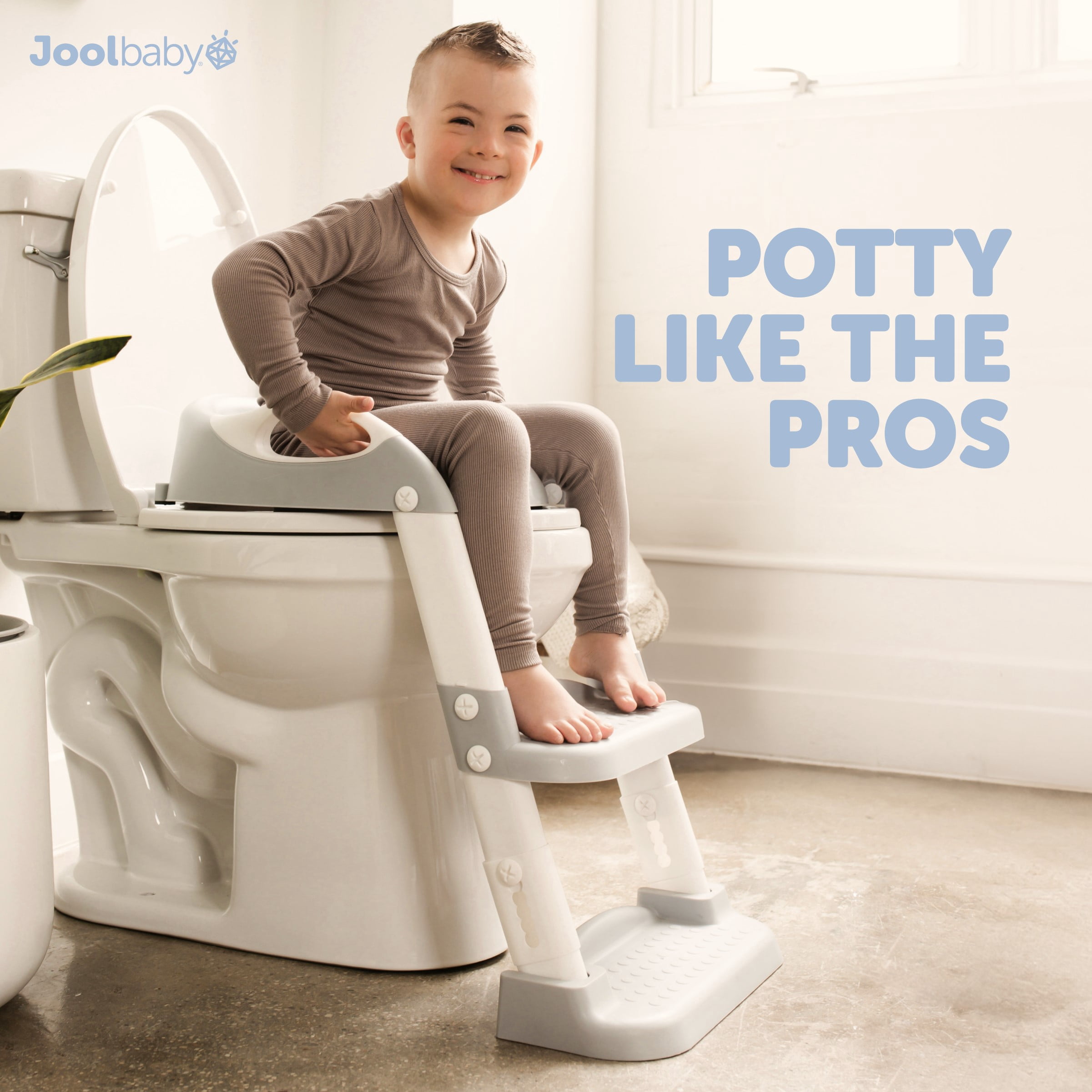 Jool Baby Potty Training Seat with 2 Step Ladder for Toddlers – Splash Guard, Adjustable Height (Gray)