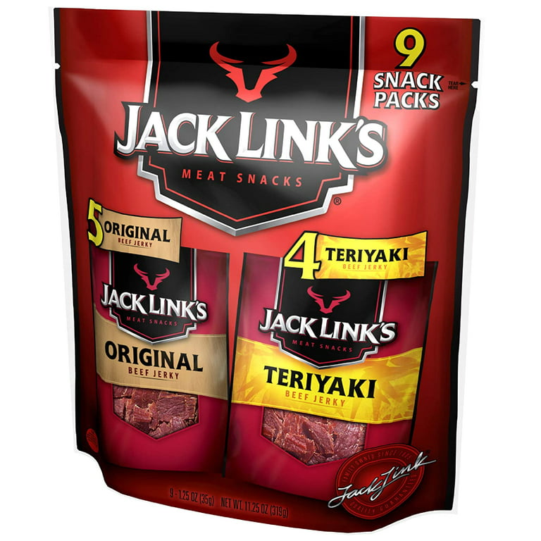 Jack Link's Beef Jerky Variety Pack - Includes Original, Teriyaki, and  Peppered Beef Jerky - 96% Fat Free, No Added MSG- 1.25 Oz (Pack of 15)