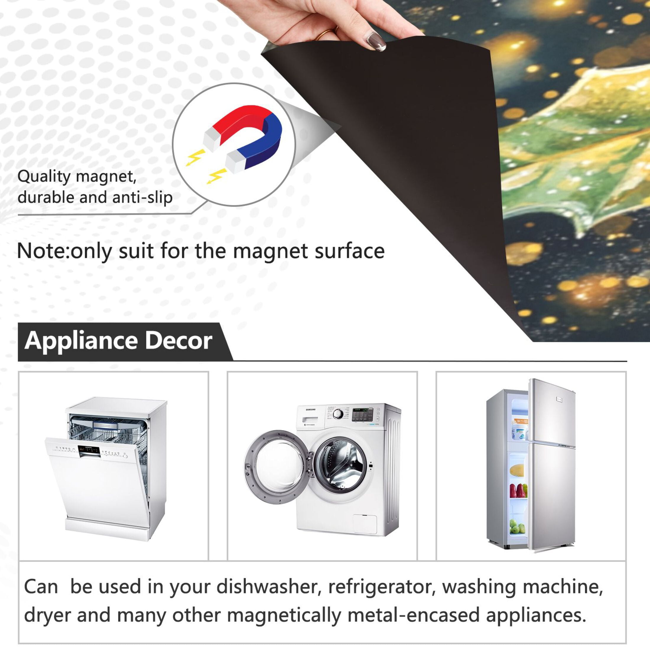 Dishwasher Magnetic Sticker 23x26 Inch Refrigerator Magnetic Sticker Washing Machine Magnetic Sticker Kitchen Panel Magnetic Sticker Home Decor Holly and Mistletoe Patterns