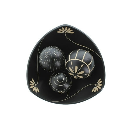 Decorative Bowl With Balls 3 Orbs Decorative Balls Sets