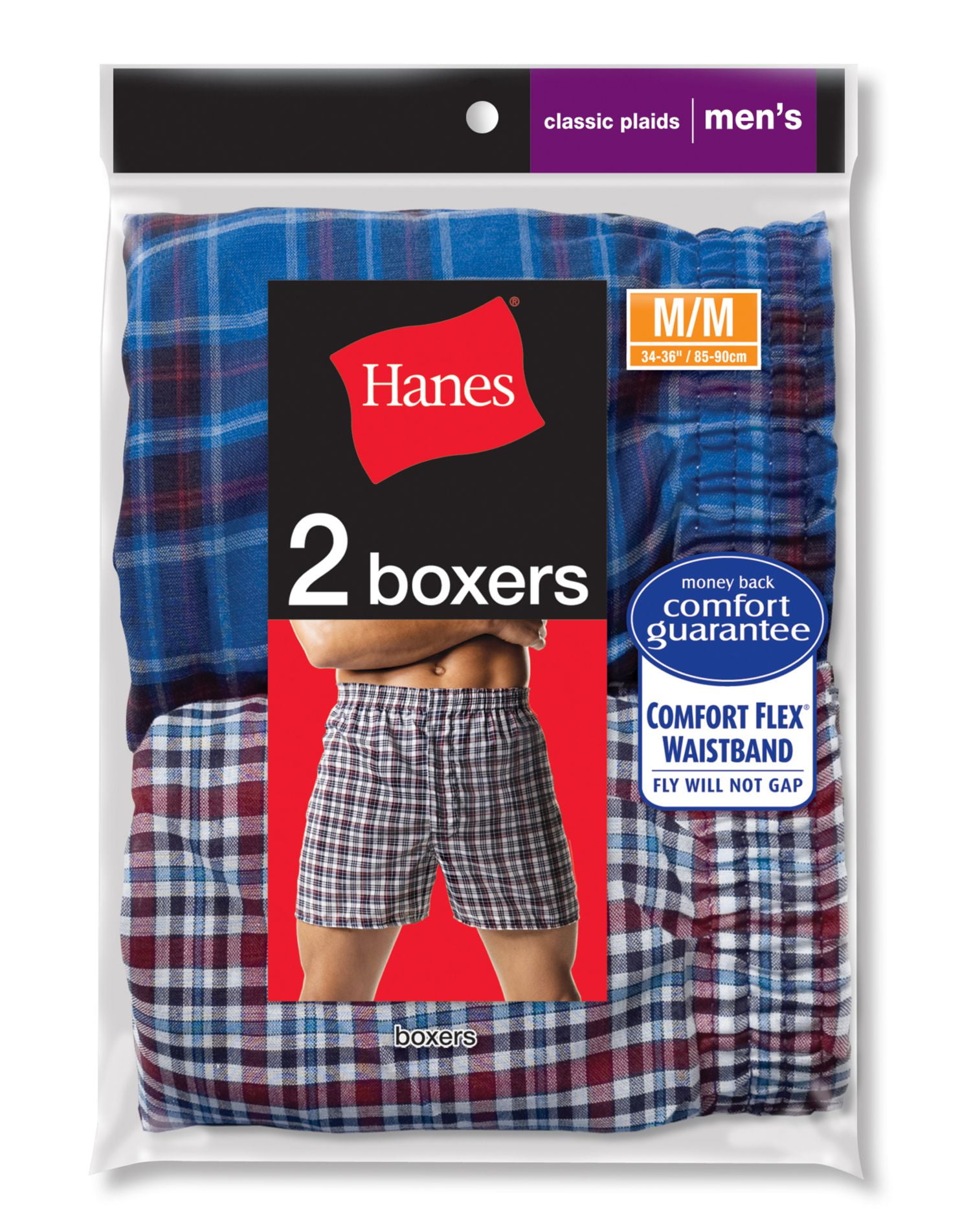 Hanes Mens Tartan Boxers with Comfort Flex Waistband 2-Pack Underwear Men