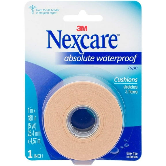 5 Pack 3M Nexcare Absolute Waterproof Tape, 1 in x 180 in (5 yd) Each