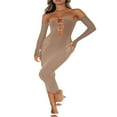 thumbnail image 1 of Élégante Longue Robe Femmes hors Épaule Strass à Manches Longues Coupé Robe Bodycon Mesh Pure Été Printemps Robes d'Automne, 1 of 5