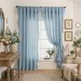 thumbnail image 3 of XmhyTop-A 2-Pack Sheer Ruffle Window Curtain Panels, 140x220cm Farmhouse Cottage Curtains, Flowy Ruffled Bedroom Curtains, Semi-Sheer Panels,Blue, 3 of 4