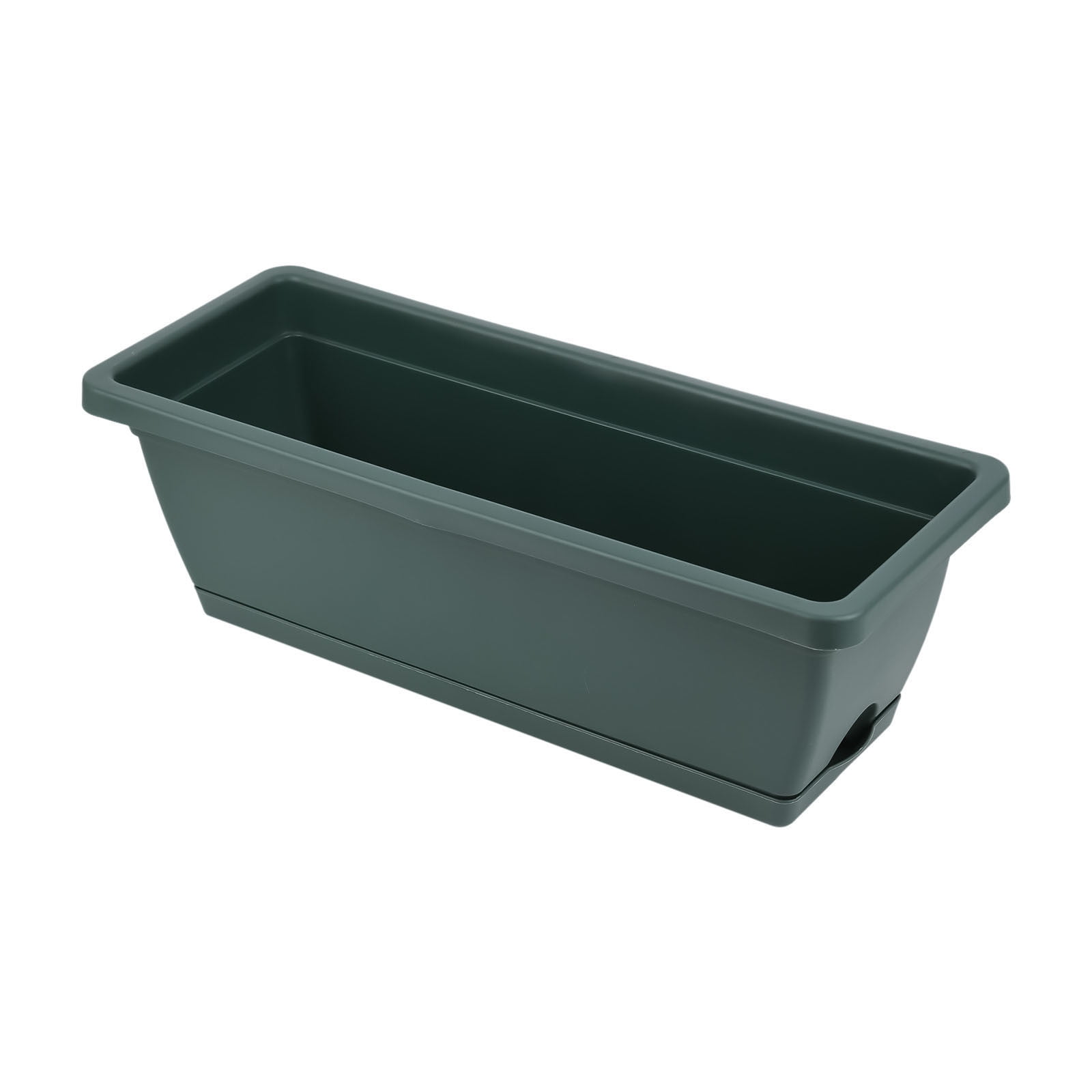 Window Sill Planter Box with Drainage Tray | Plastic Flower Pot for Balcony Vegetable & Herb Gardening | 43x17x15cm Indoor Outdoor Planting Container