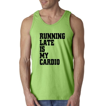 Trendy USA 307 - Men's Tank-Top Running Late Is My Cardio Workout Gym Medium