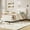 Off-white, variant on Bingirl Queen Size Beige Boucle Bed Frame: Upholstered Headboard, Soft Low - Profile, Sturdy Platform with Rounded Corners, Heavy - Duty Wooden Slats, Noise - Free, No Box Spring Needed