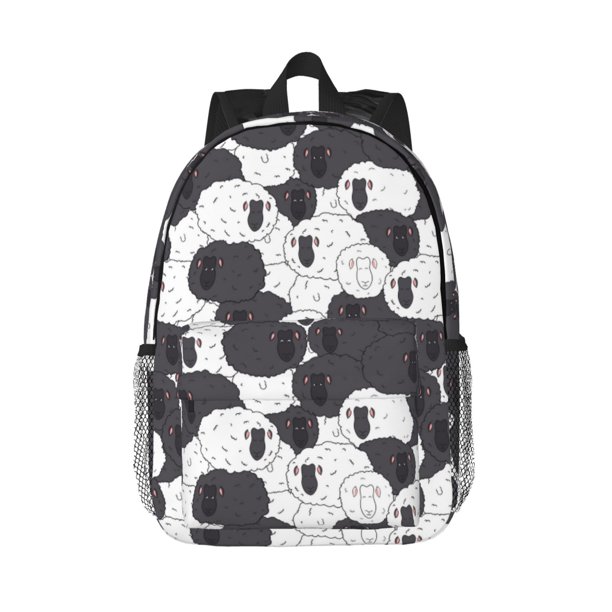 Easygdp Black And White Sheeps Mochila Ligera de 15 Pulgadas para Estudiantes, Mochila Cómoda para la Escuela y Viajes, Correas Ajustables