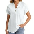 thumbnail image 2 of White Women's Short Sleeve T-shirt, Women'S Fashion Casual V Neck Down Short Sleeve Top T Shirt,Women's Short sleeve T-shirt 4XL, 2 of 9