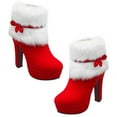 thumbnail image 1 of ColoMX Zapatos de felpa de plataforma de tacón alto de invierno de Navidad Bota con cierre de cremallera para mujer, 1 of 7