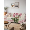 thumbnail image 6 of Pink Tulip Sofa Covers for 2-3 Cushion Couch L-Shaped Sectional, Spring Floral Romantic Flowers Modern Art Rustic Washable Sofa Covers Slipcover for Living Room, Couch Cover Blanket 71"x134", 6 of 9