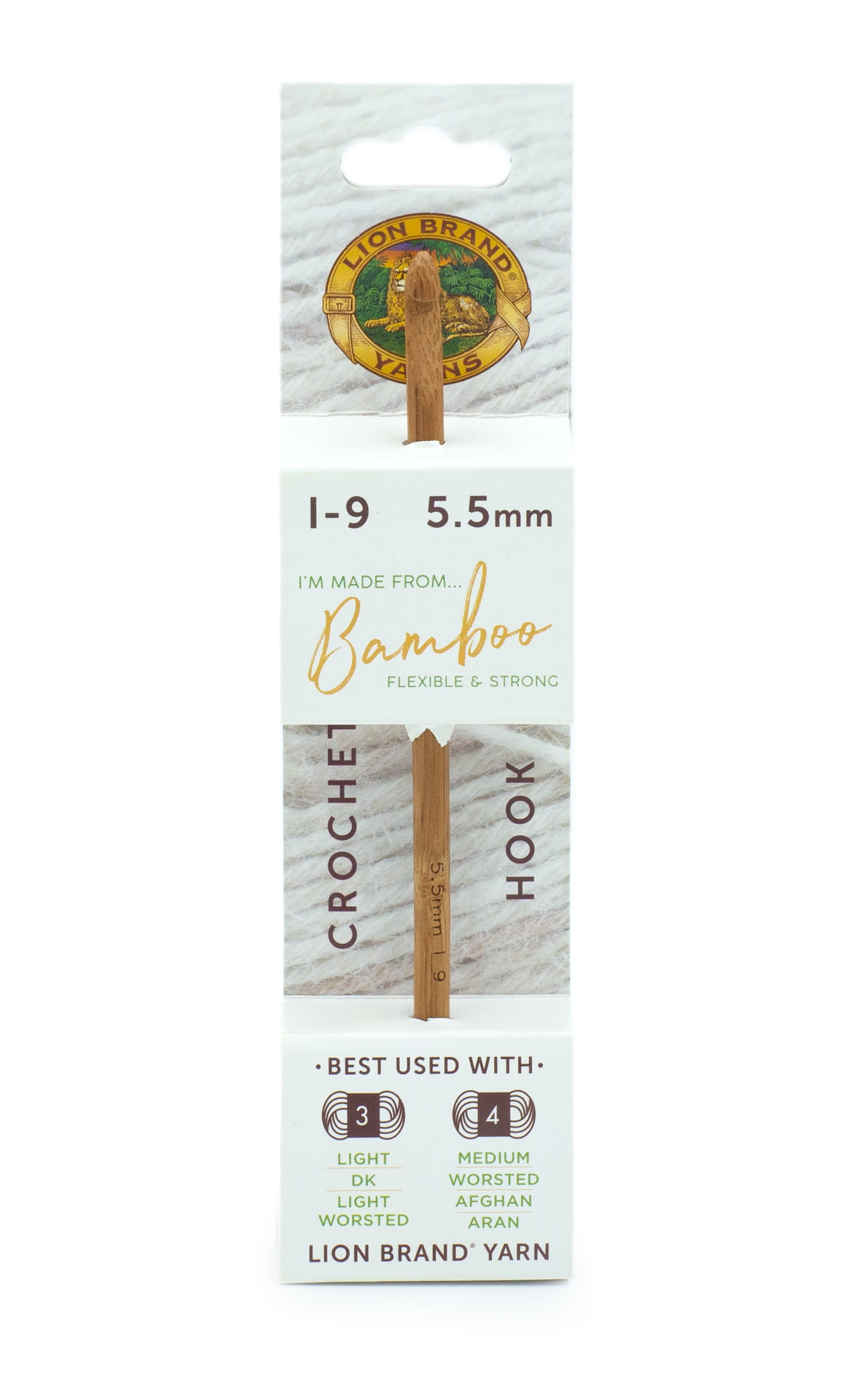 (5 pack) Lion Brand Bamboo Crochet Hooks Set with Comfortable Grip