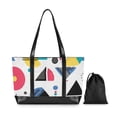 thumbnail image 7 of FORMRS Canvas Laptop Tote Bag for Women with 15.6" Computer Compartments Shoulder Handbag, Black Retro Pattern, 7 of 7