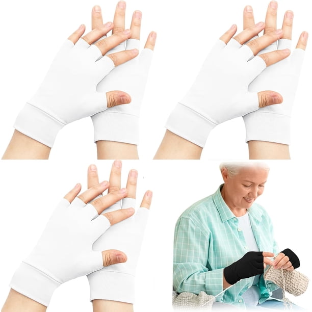 3 Pares de Guantes Protectores Finos para Piel de Ancianos, Guantes sin Dedos, Protectores contra la Abrasión para Hematomas L
