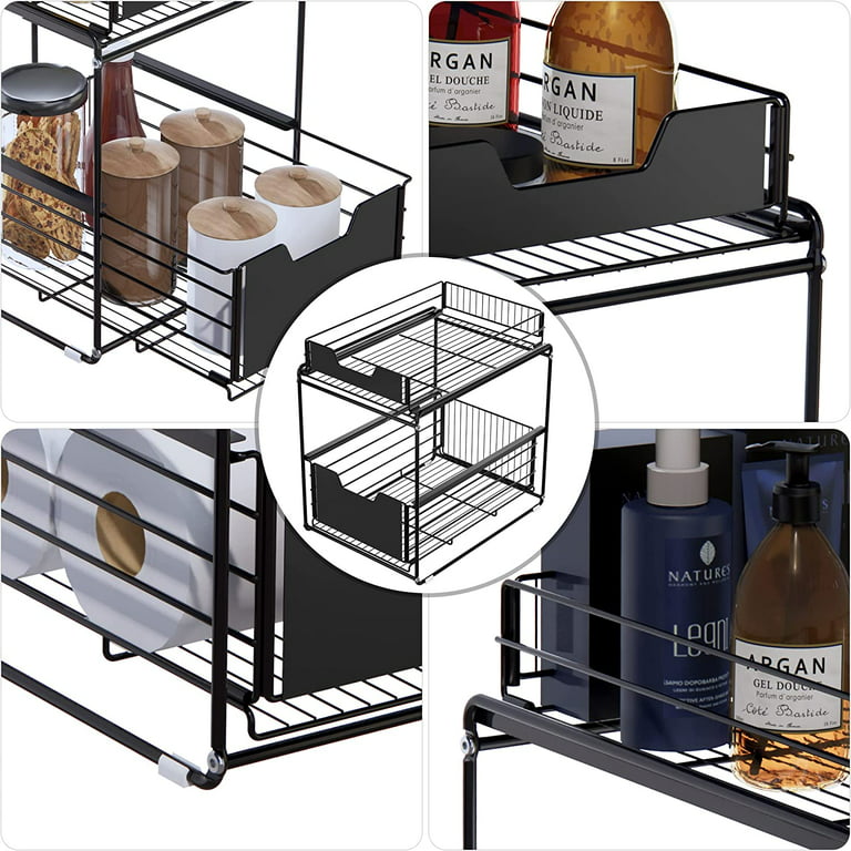 Ulruo 2 Pack Double Pull Out Under Sink Organizers, 2 Tier Multi