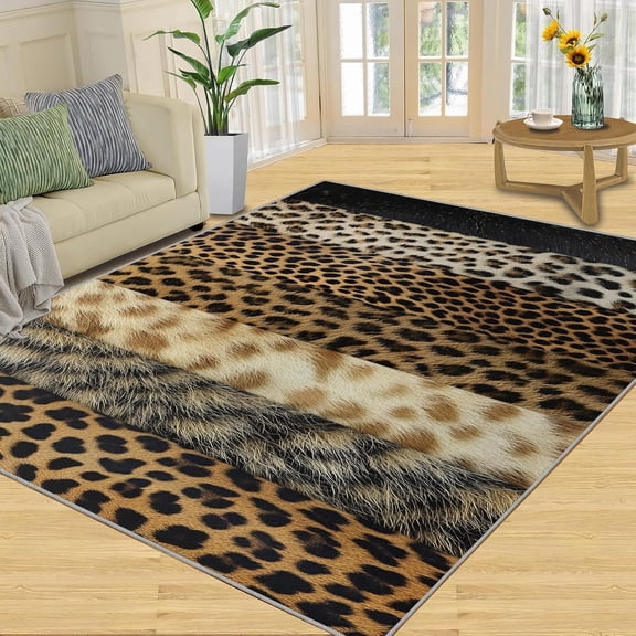 Leopard Print Area Rug, Cheetah Animal Washable Rug, Fashion Design Carpet for Living Room Bedroom Home Decor 2x3ft