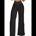 thumbnail image 1 of Pantalones Acampanados con Cinturón para Mujer, Estilo Informal, de Cintura Alta y Pierna . Negro M, 1 of 7