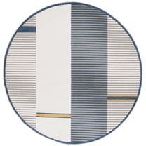 SAFAVIEH Pyramid Joanna Geometric Area Rug, Grey/Ivory Navy, 6'7" x 6'7" Round