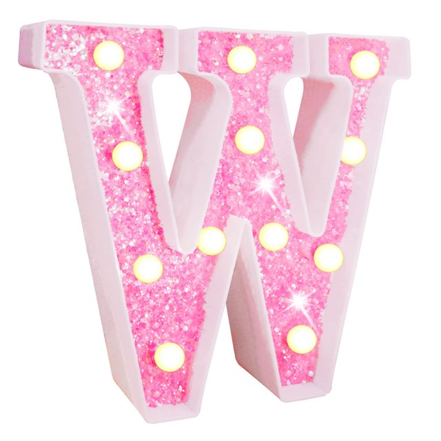 CSChome Warm White Alphabet Light LED Letter Light - Glitter Alphabet Sign with Hanging Hole, Night Light for Party Wedding Home Decoration