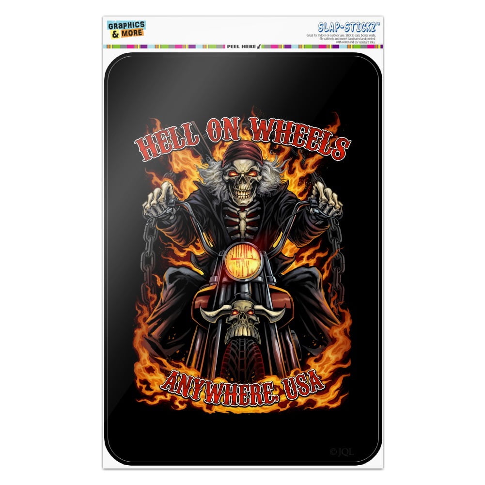 Hell On Wheels Motorcycle Skeleton Home Business Office Sign