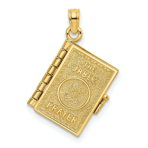 14K Yellow Gold Moveable 3-D Lord's Prayer Holy Bible Pendant