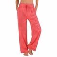 thumbnail image 2 of RUTAYY Women's Pants Casual Straight Leg Stripes Side Pockets Comfortable Loose Fit Bottoms with Drawstring Waist Trendy Beach Trousers, 2 of 4