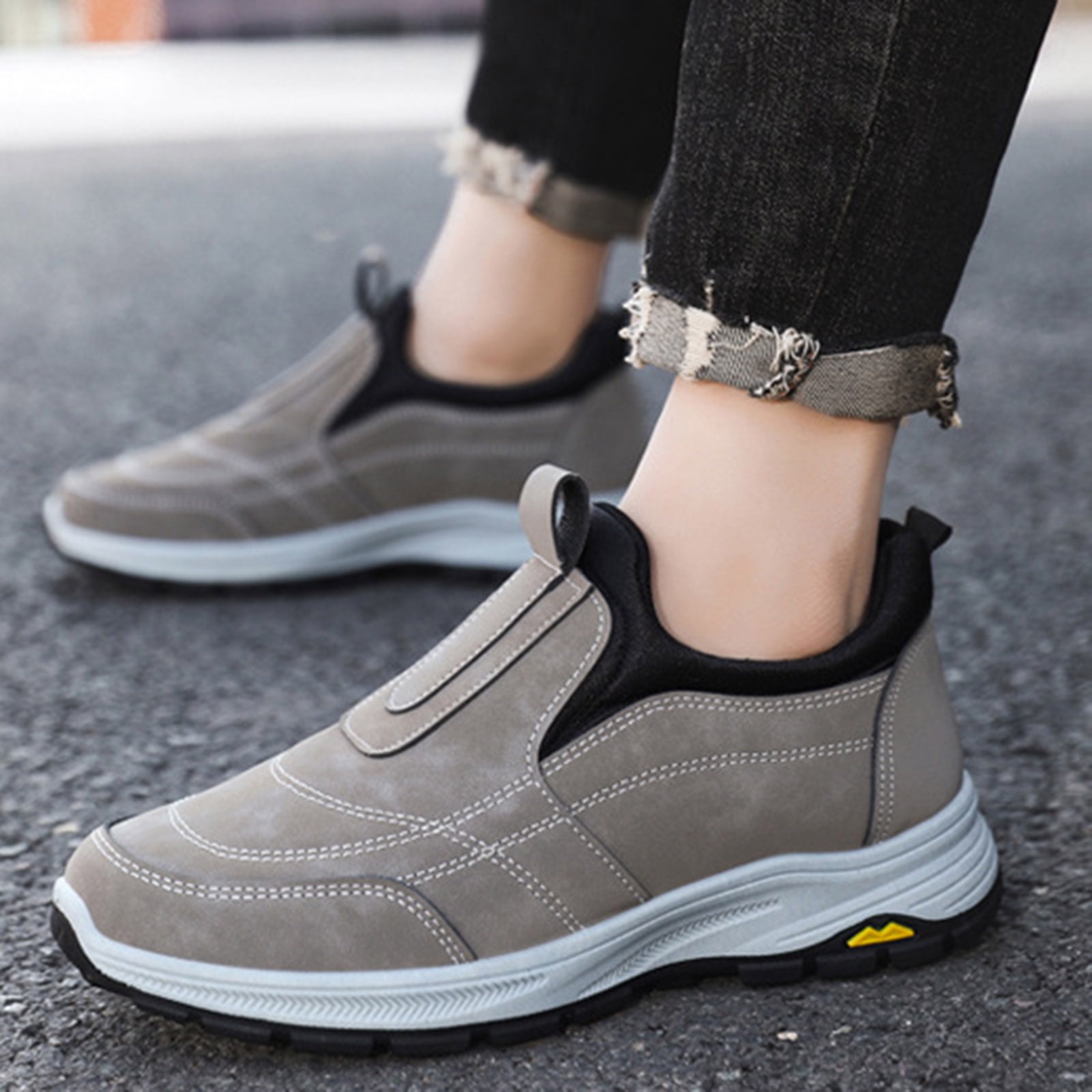 YLYL Men's Orthopedic Sneakers Slip on Wide Width Waterproof Non Slip Outdoor Hiking Walking Shoes