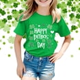 thumbnail image 2 of Shamrock Print Irish Kids T-Shirts Spring Summer Round Neck Short Sleeve Soft Comfortable Casual Cotton Shirts for Boys and Girls Z06-Green 7-8 Years, 2 of 4