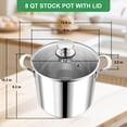 thumbnail image 2 of Walchoice 8 Quart 18/10 Stainless Steel Stockpot with Glass Lid, Extra Large Soup Pot Cookware with Measuring Markings for Cooking Simmering Stewing, Dishwasher Safe, 2 of 7