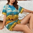 thumbnail image 4 of Sikiie Field Bicycle Young Sunflower Womens Pajama Sets Short Sleeve Top With Pants Sleepwear 2 Piece Lounge Set4X-Large, 4 of 6