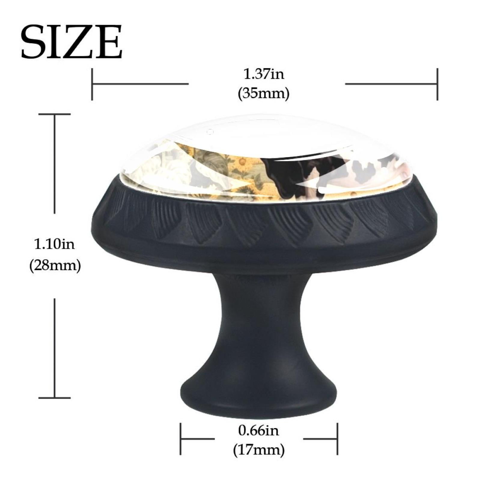 4 Pcs Cow and Sunflower Knobs for Kitchen Cabinet Cupboard Dresser Bookcase Drawer Pulls Handles Round Home Decor