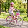 thumbnail image 4 of Gymax Vélo pour Enfants 18 Pieds' Bicyclette pour Tout-Petits avec Roues Stabilisatrices Freins à Main et à Rétropédalage Rouge Rose, 4 of 10