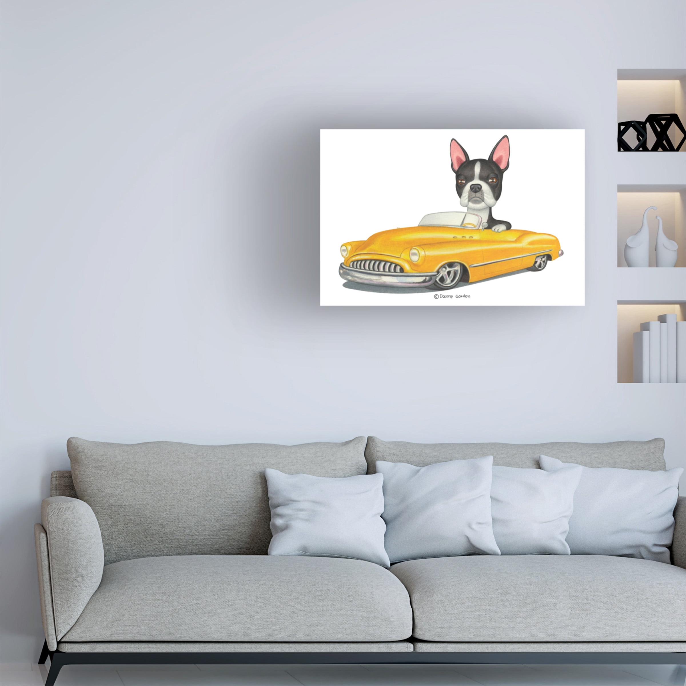 Danny Gordon Art 'Boston Terrier in Yellow Car' Canvas Art
