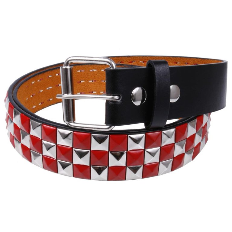 Red & Silver Studded Leather Belt - Walmart.com display picture 1