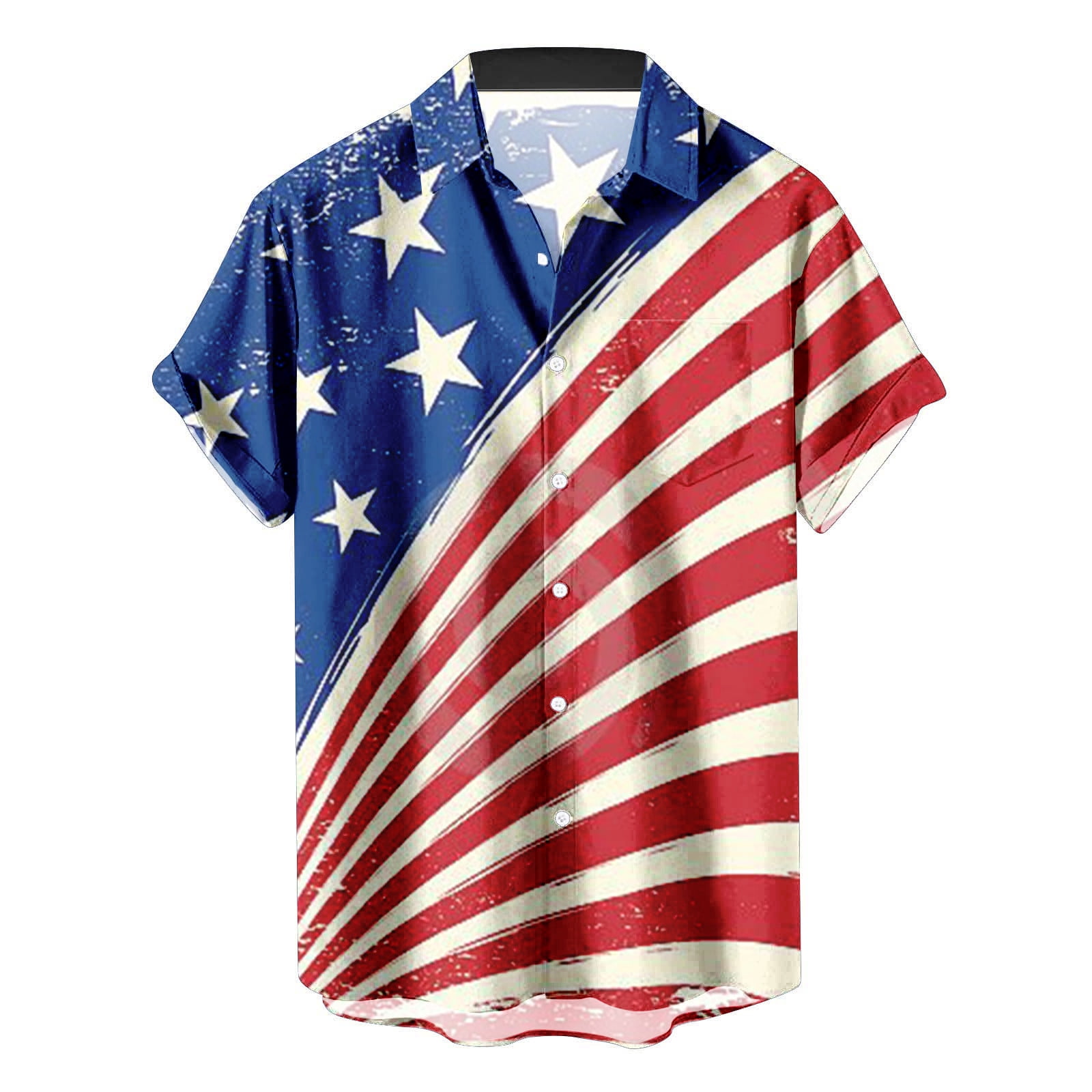 VSSSJ Shirts for Men Big and Tall Short Sleeve Men American Flag ...
