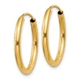 thumbnail image 2 of 14k Yellow Gold Round Endless 2mm Hoop Earrings, 2 of 8