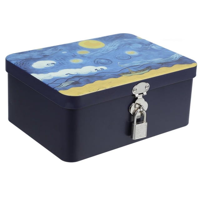 Dsseng Decorative Tin Cookie Jar with Lock Metal Cookie Container Kitchen Counter Airtight Storage Container for Cookies Candy Treats