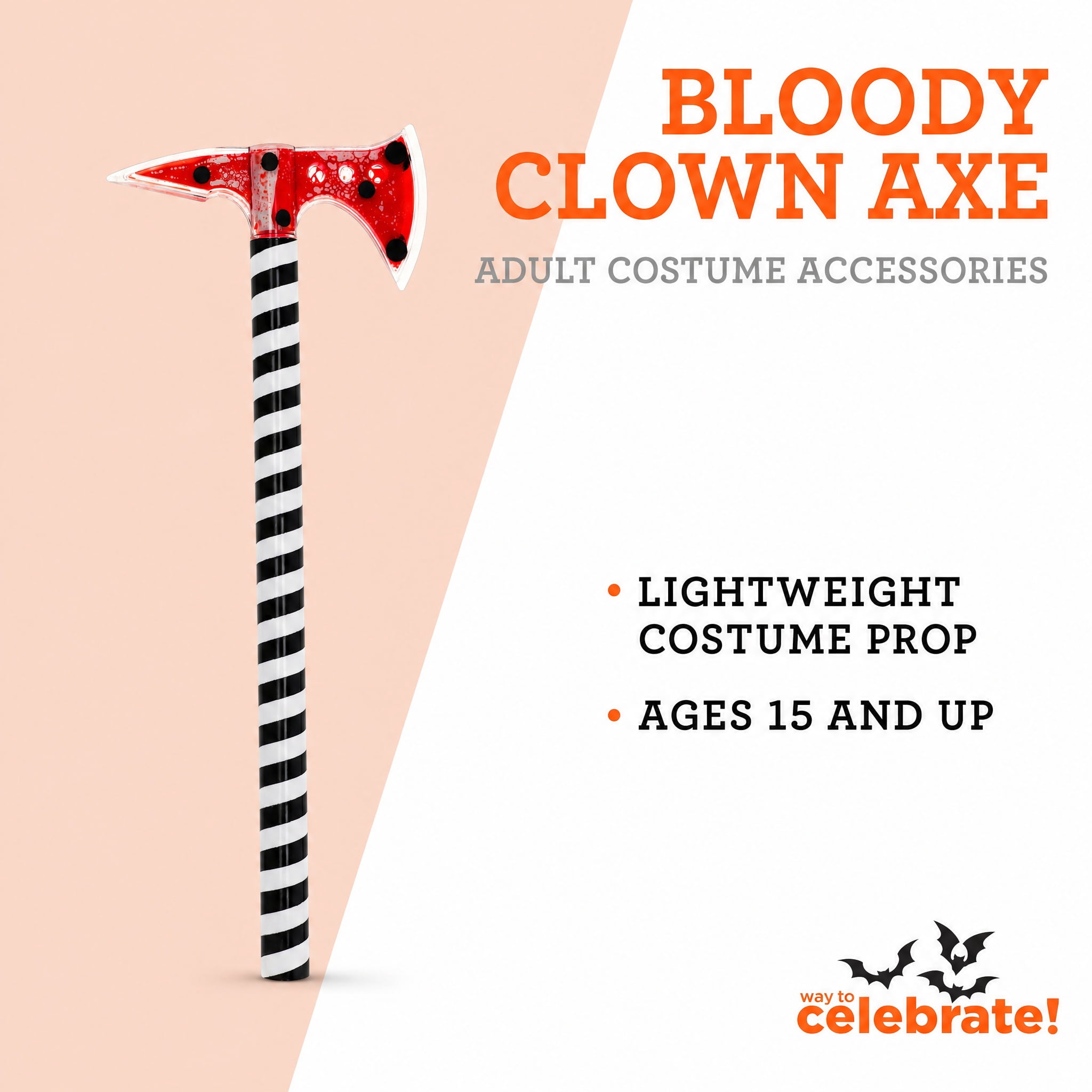 Bloody Clown Axe Costume Accessory for Adults, Multicolor, Halloween by Way To Celebrate