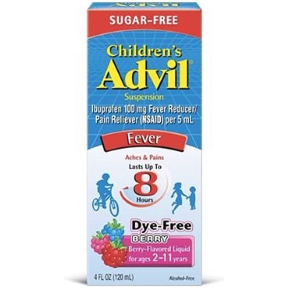 Advil Children's Suspension Sugar Free, Dye Free, Berry 4 oz (Pack of 2