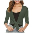 thumbnail image 2 of CAIXIA Shrug Cardigan For Women Tie Front Shrugs Cropped Summer Lightweight Sheer Knit Bolero Cardigan Sweaters, 2 of 5