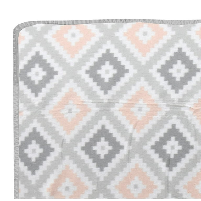 Mainstays Blush Pink Gray Fleece Throw 60