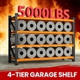 thumbnail image 4 of AUHUP 4-Tier Garage Storage Shelves 5000LBS Heavy Duty Metal Shelving 60" W Shelving Unit for Warehouse,Basement Industrial,Commercial Utility Rack Shelf, Black&Orange, 70"H x 60"W x 24"D, 4 of 11