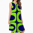 thumbnail image 2 of Green Blue Oval Abstract Pattern Dress Loose Women'S Dress Beach Dresses With Pockets Dresses For Womens, 2 of 4