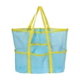 thumbnail image 2 of Beach Tote Bag - Swimwear & Toiletry organizer, Mesh Handheld Pouch, Large Capacity Nylon Storage, Light Blue, JKODE, 2 of 9