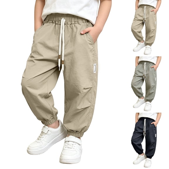 Boys' Pants Boys Lightweight Summer Pants for Toddlers and Older Kids Breathable Outdoor Sports Trousers for Warm Weather with Drawstring Elastic Waist Black 4 Years-5 Years