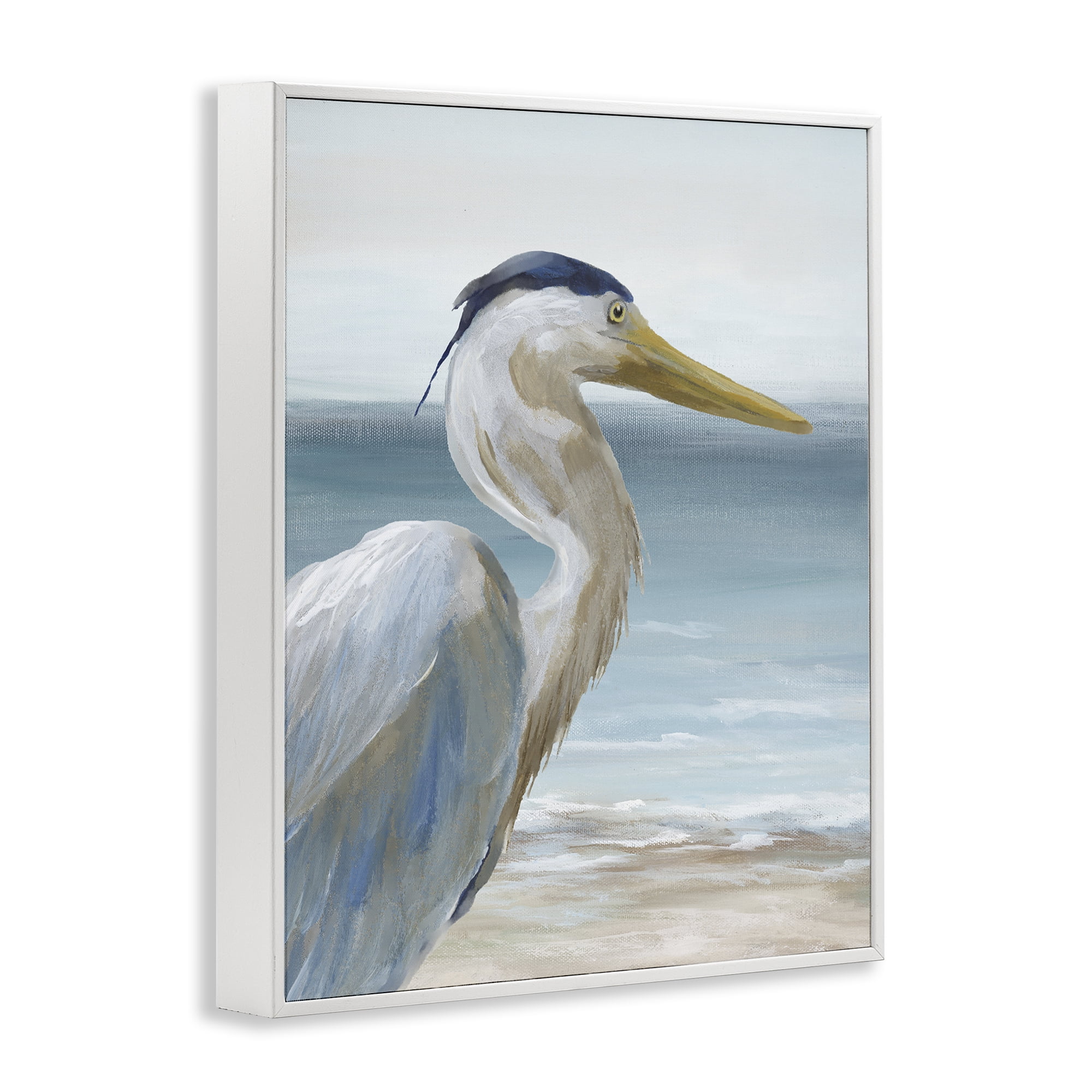 Stupell Industries Right Gazing Heron White Framed Giclee Art, design by Nan
